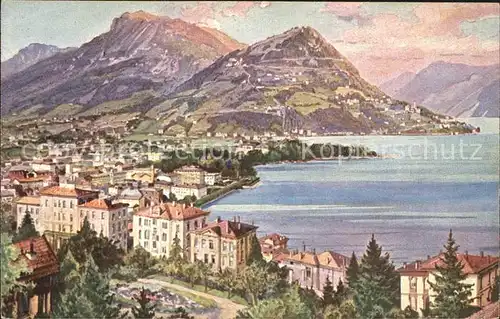 Lugano TI Kuenstlerkarte mit Monte Bre e Boglia Kat. Lugano