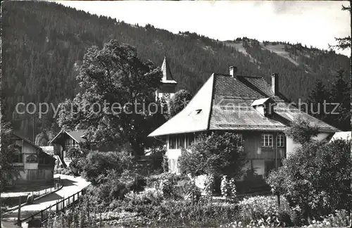 Lauenen Dorfpartie mit Pfarrhaus Kat. Lauenen