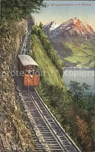 Buergenstock Bergbahn mit Pilatus Kat. Buergenstock