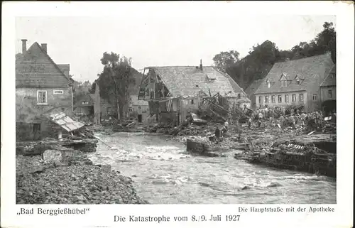 Berggiesshuebel Katastrophe 8./9. Juli 1927 Hauptstrasse Apotheke / Bad Gottleuba-Berggiesshuebel /Saechsische Schweiz-Osterzgebirge LKR