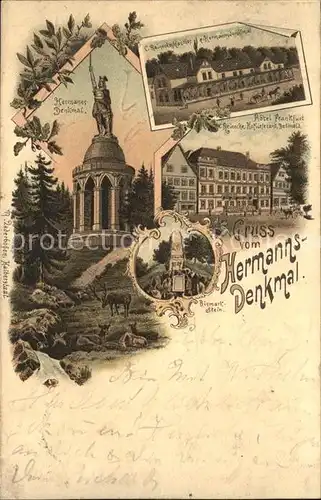 Hermannsdenkmal Bismarckstein Gasthaus Hotel Teutoburger Wald Deutsche Reichspost Kat. Detmold