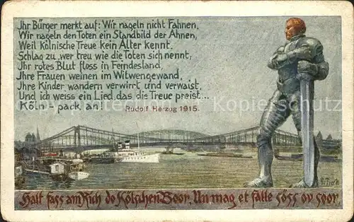 Koeln Rhein Koelsche Boor in Eisen Gedicht Rudolf Herzog Kat. Koeln