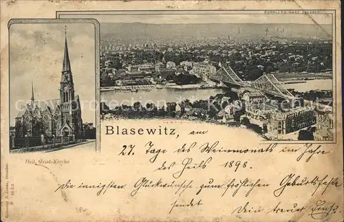 Blasewitz Panorama Bruecke Heilig Geist Kirche Deutsche Reichspost Kat. Dresden