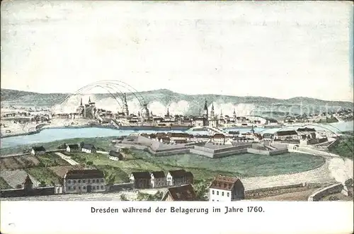 Dresden waehrend der Belagerung im Jahre 1760 Kat. Dresden Elbe