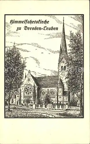 Leuben Dresden Himmelfahrtskirche Zeichnung Kuenstlerkarte Kat. Dresden