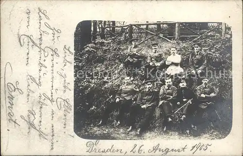 Dresden Gruppenbild Soldaten Kat. Dresden Elbe