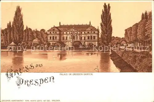 Dresden Palais im Grossen Garten Schwanenteich Kat. Dresden Elbe