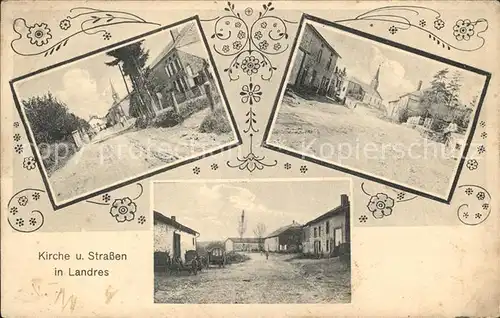 Landres Kirche und Strassen Kriegserinnerung 1914 16 Kat. Landres