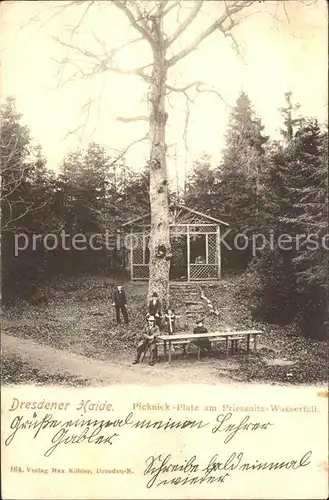 Dresden Dresdener Heide Picknick Platz am Priessnitz Wasserfall Kat. Dresden Elbe