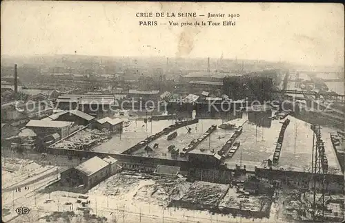 Paris Crue de la Seine Janvier 1910 vue prise de la Tour Eiffel Kat. Paris