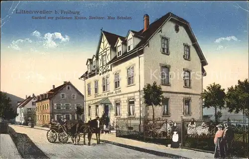 Littenweiler Gasthof zur goldenen Krone Pferdekutsche Kat. Freiburg im Breisgau