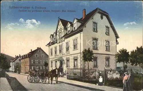 Littenweiler Gasthof zur goldenen Krone Pferdekutsche Kat. Freiburg im Breisgau