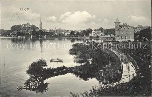 Ploen See Uferpartie Kirche Schloss Kat. Ploen