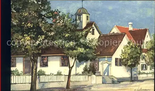 Amriswil TG Kirche mit Pfarrhaus Kuenstlerkarte Kat. Amriswil