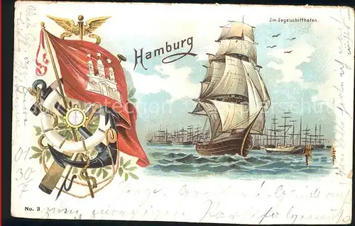 Hamburg Hafen mit Segelschiffen Kat. Hamburg