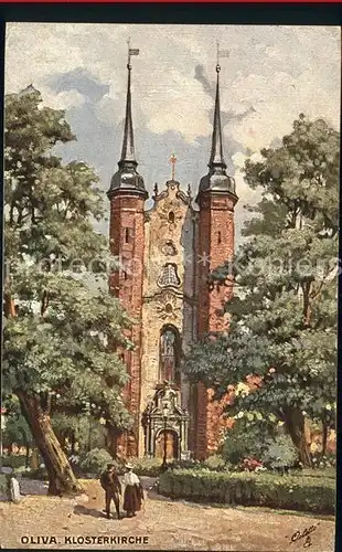 Oliva Westpreussen Klosterkirche bei Danzig Kuenstlerkarte Kat. Oliwa