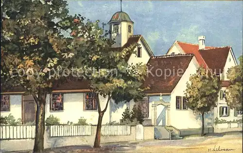 Amriswil TG Kirche mit Pfarrhaus Kuenstlerkarte Kat. Amriswil