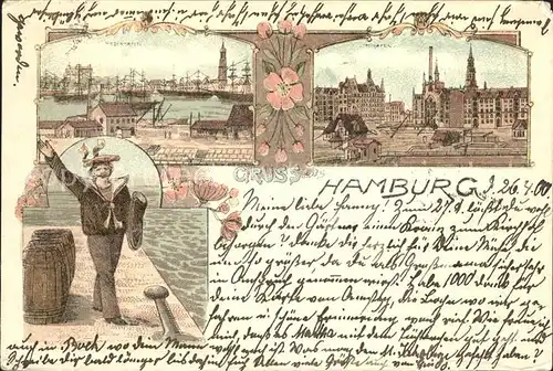 Hamburg Hafen mit Seemann Kat. Hamburg