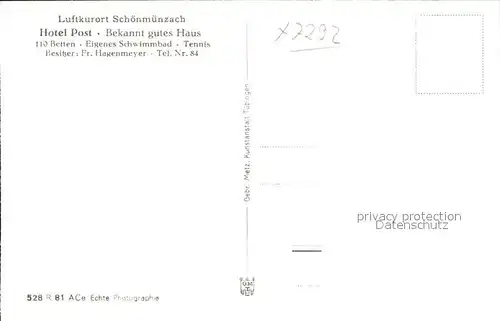 Schoenmuenzach Hotel Post  Kat. Baiersbronn