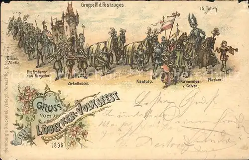 Luebeck Volksfest Festzug 1898 der Gilden Zuenfte  Kat. Luebeck