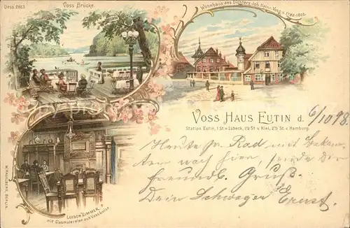 Eutin Voss Bruecke Wohnhaus Heinrich Voss Luisen Zimmer Kat. Eutin