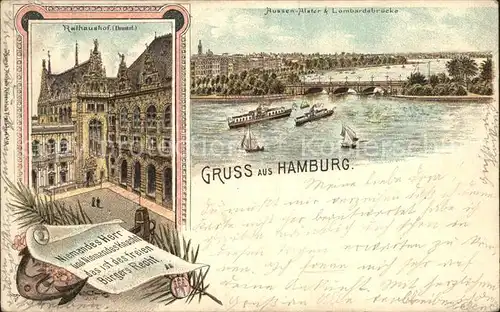 Hamburg Rathaushof Aussenalster und Lombardsbruecke Kat. Hamburg
