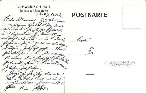 Schwaebisch Hall Badtor mit Josenturm Kat. Schwaebisch Hall