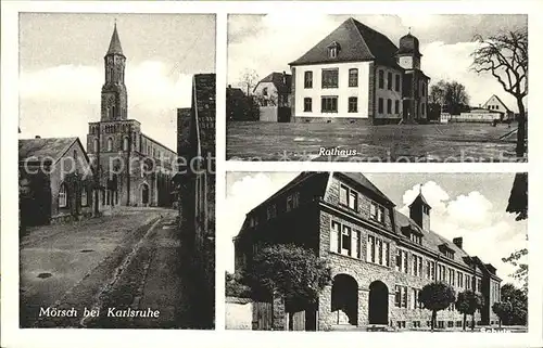 Moersch Rheinstetten Kirche Rathaus Schule Kat. Rheinstetten