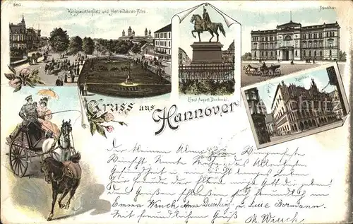 Hannover Koenigswortherplatz und Herrenhaeuser Allee Ernst August Denkmal Staendehaus Rathhaus Kat. Hannover