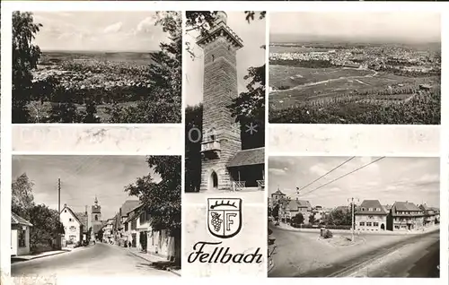 Fellbach Total Aussichtsturm Strassenpartien Kat. Fellbach