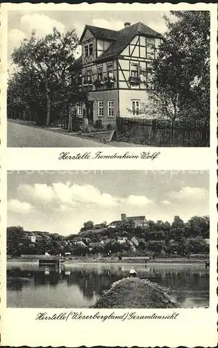 Herstelle Weser Fremdenheim Wolf Panorama Kat. Beverungen