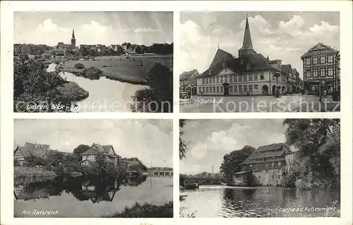 Uelzen Lueneburger Heide Panorama Rathaus Ratsteich Partie an der Aussenmuehle Kat. Uelzen