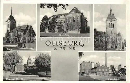 oelsburg Ilsede Kirchen Volksschule Ehrenmal Zuckerfabrik Kat. Ilsede
