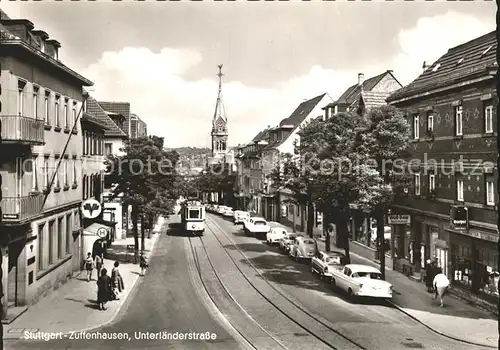 Zuffenhausen Unterlaenderstrasse Strassenbahn Kirche Kat. Stuttgart