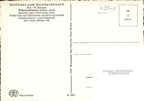 Wilhelmshausen Fuldatal Gasthaus zum Reinhardswald Saal Veranda Kat. Fuldatal