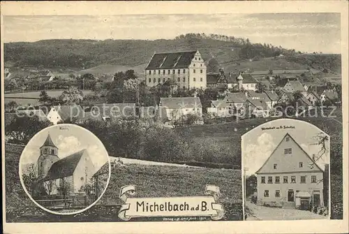 Michelbach Bilz Panorama Kirche Gasthaus Schultes Kat. Michelbach an der Bilz