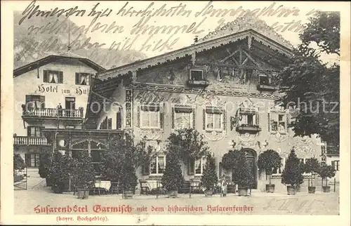 Garmisch Partenkirchen Husarenhotel Garmisch histor Husarenfenster Kat. Garmisch Partenkirchen