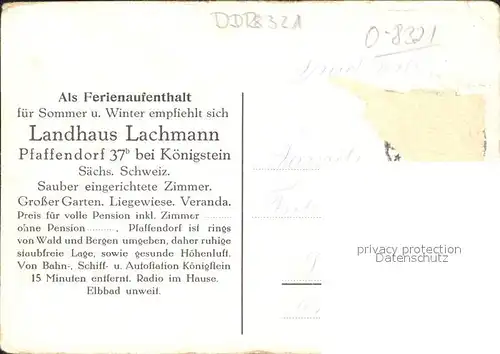 Pfaffendorf Koenigstein Landhaus Lachmann Kat. Koenigstein Saechsische Schweiz