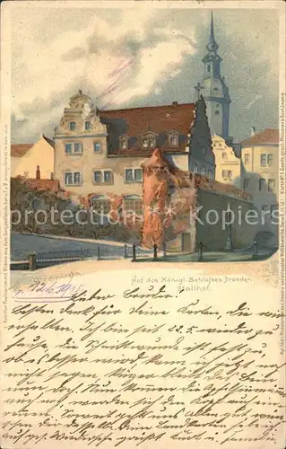 Dresden Hof des Koeniglichen Schlosses Stallhof Kuenstlerkarte Kat. Dresden Elbe