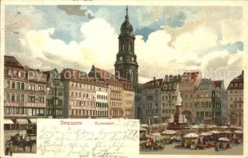 Dresden Altmarkt Brunnen Kirchturm Kat. Dresden Elbe