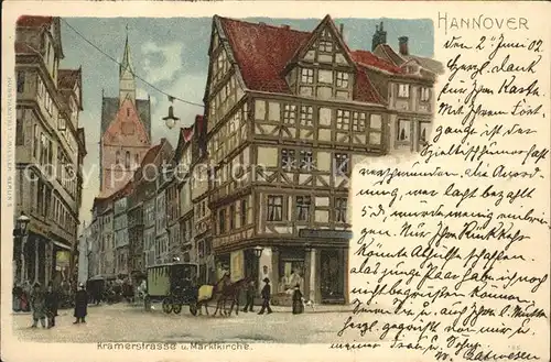 Hannover Kramerstrasse und Marktkirche Fachwerkhaeuser Kat. Hannover