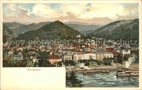 Schandau Bad Panorama Kuenstlerkarte Kat. Bad Schandau