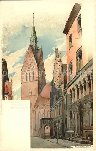 Hannover Altes Rathaus und Marktkirche Kuenstlerkarte Kat. Hannover