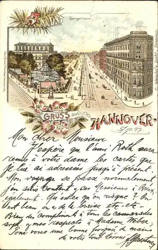 Hannover Georgstrasse Litho Reichspost Kat. Hannover