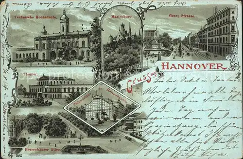 Hannover Technische Hochschule Marienburg Georgstrasse Theater Palmenhaus Herrenhaeuser Allee Kat. Hannover