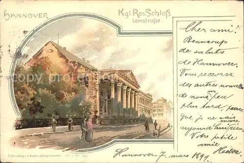 Hannover Koenigliches Residenzschloss Leinstrasse Kuenstlerkarte Reichspost Kat. Hannover