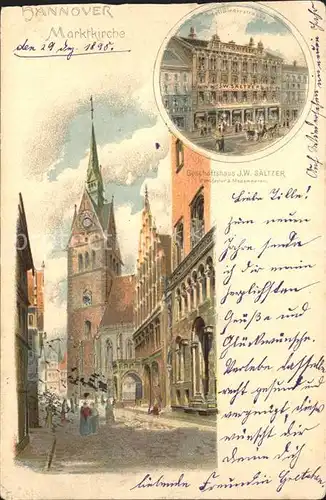 Hannover Marktkirche Geschaeftshaus JW Saeltzer Modewaren Reichspost Kat. Hannover