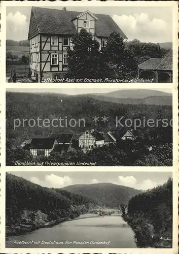 Asel Voehl Pension Lindenhof Aselbucht Bootshaus Luftkurort Edersee Kat. Voehl