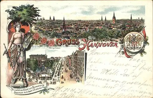 Hannover Blick ueber die Stadt Georgstrasse Hannovera Wappen Kat. Hannover