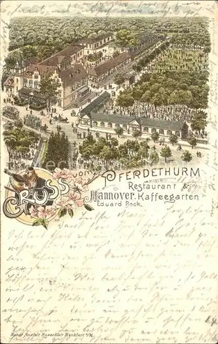 Hannover Restaurant Pferdeturm Kaffeegarten Litho Kat. Hannover